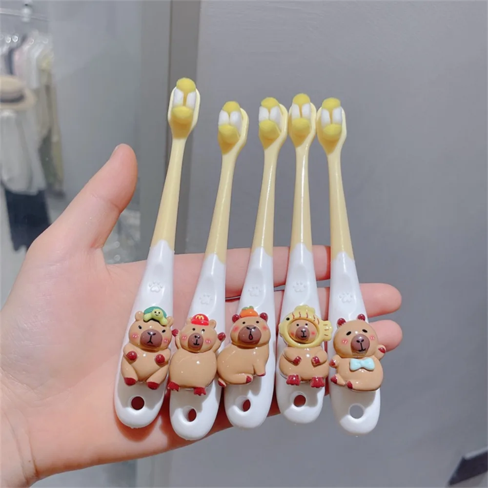 Anime Capybara Toothbrush Eco-Friendly Capybara Cartoon Children Toothbrush Toothed Care Soft Fibre Hair Cleaning Oral Tool