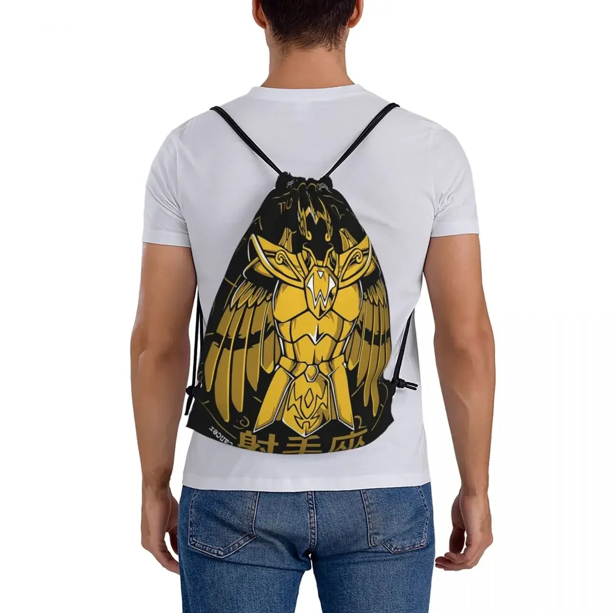 Knights Of The Zodiac Sagittarius Cloth Milo Gold Saint Seiya Backpacks Casual Drawstring Bags Sports Bag