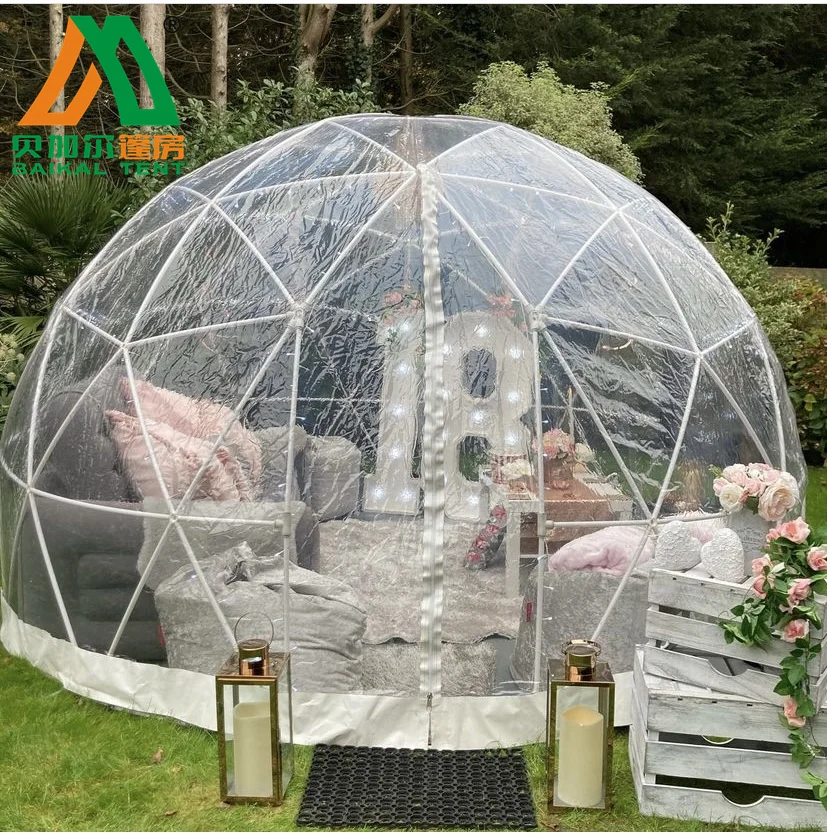 In stocks 3.6m Luxury Camping Dome Geodesic Transparent TPU House Igloo Tent Inflatable Bubble Clear Transparent Dome Tent