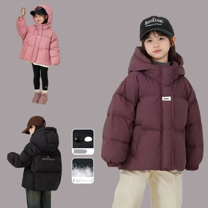 OLEKID Winter White Duck Down Jacket for Children Hooded Thicken Warm Junior Girls Padded Parkas 3-10Yrs Teens Girl Outwear Coat