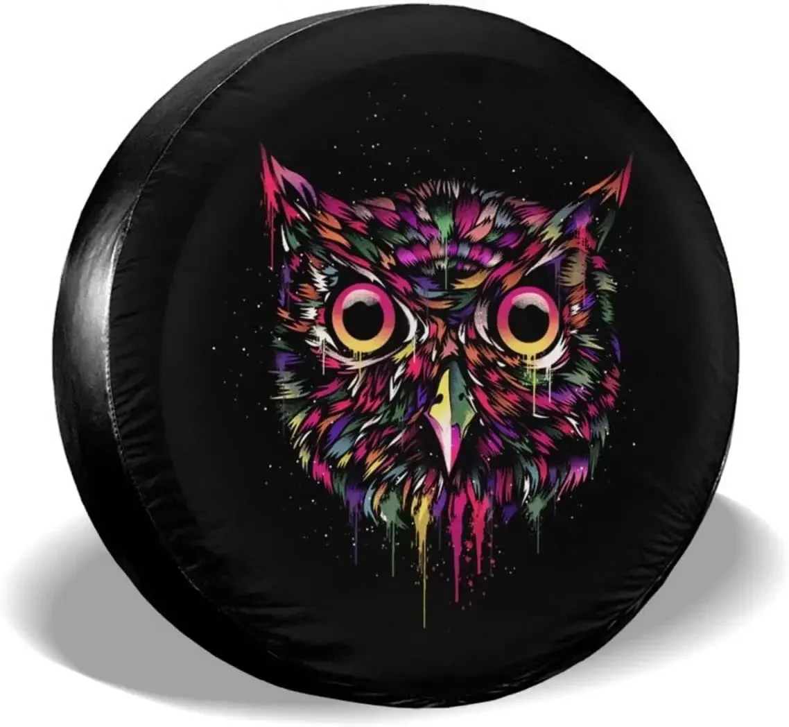 

Красочный чехол для запасного колеса с изображением совы, водонепроницаемые пыленепроницаемые защитные чехлы для колес, универсальные для прицепа, внедорожников, автофургонов и многих автомобилей