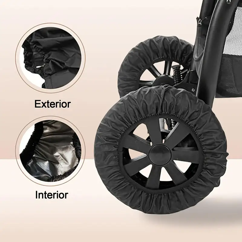 

4Pcs Baby Stroller Wheel Cover Dustproof Wheelchair Tire Protector Infant Pushchair Pram Wheel Anti-Dirty Case Accessories