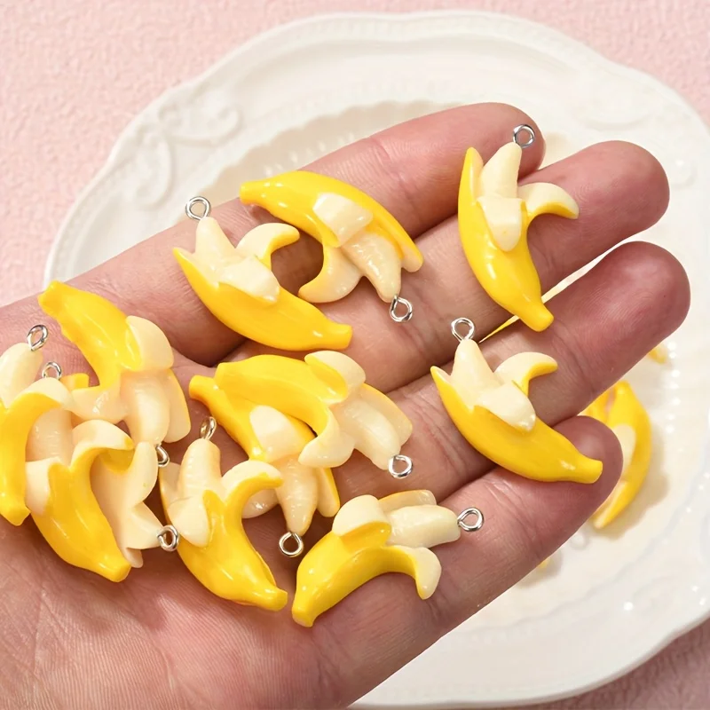 10Pcs Resin Banana Charms Pendants DIY Jewelry Accessories for Earrings Necklaces Bag Charms Handmade Craft Making Supplies