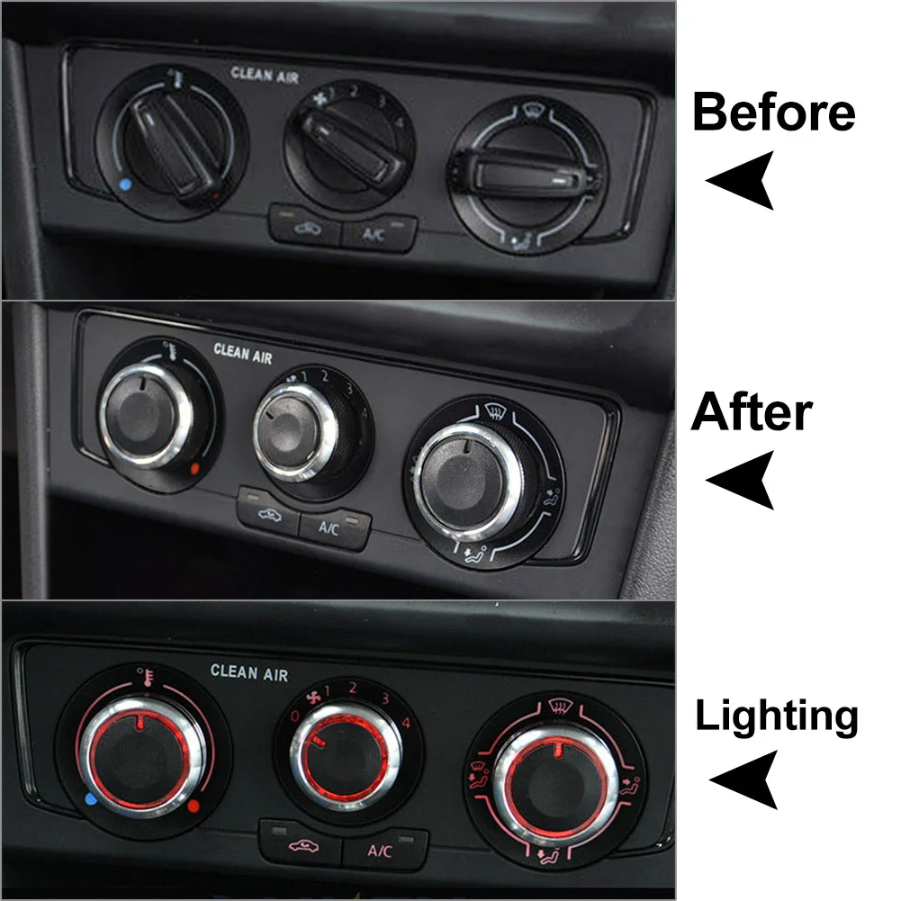 3-teiliges Aluminium-Klimaanlagen-Drehknopf-Set für VW POLO 9N 9N3 6R 2004-2013