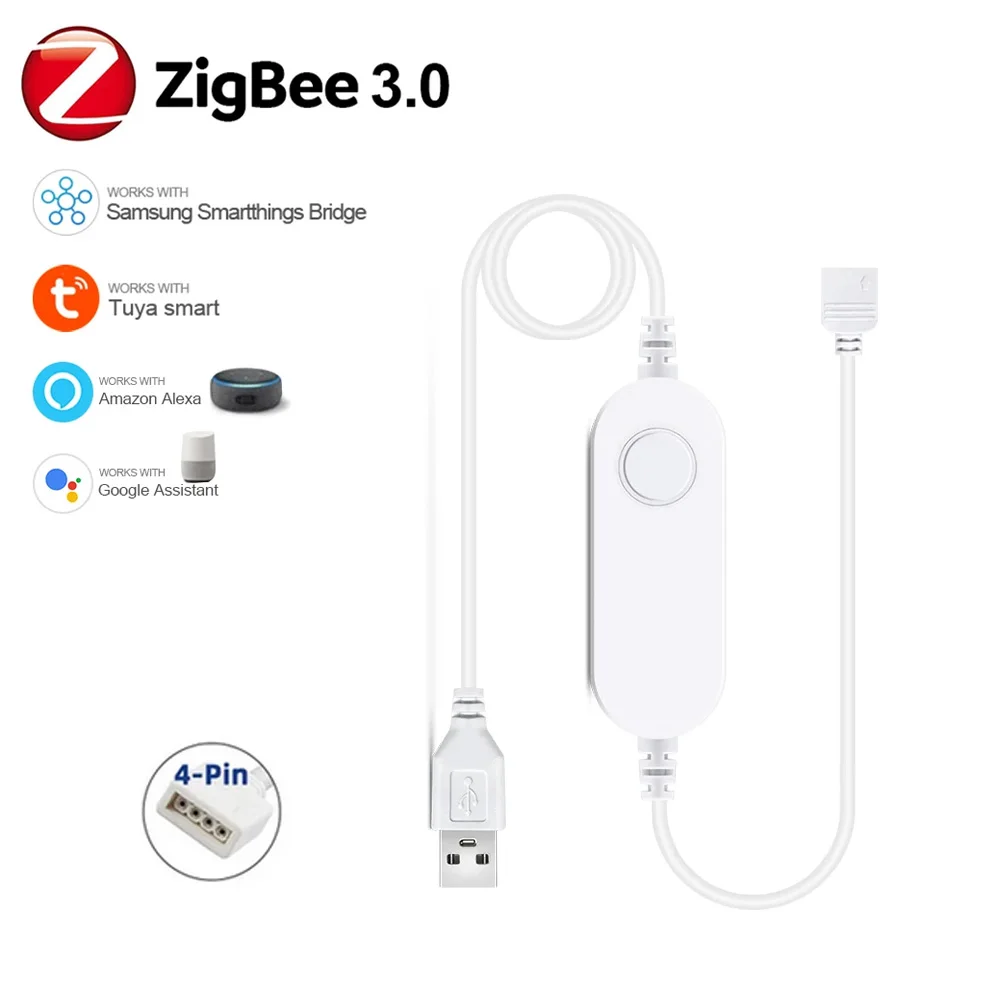 Smart Zigbee USB Led Lights RGB Led Strip DC5V 5050 Smart Led TV Backlight Tape Lighting Wok with Alexa Google Home Smartthings