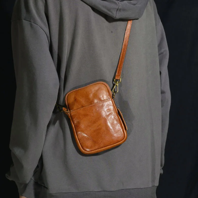Leather Folded Design Retro  Square Bag Zipper Skin Shoulder Bag Personalized Crossbody Bag Casual Single Shoulder Bag