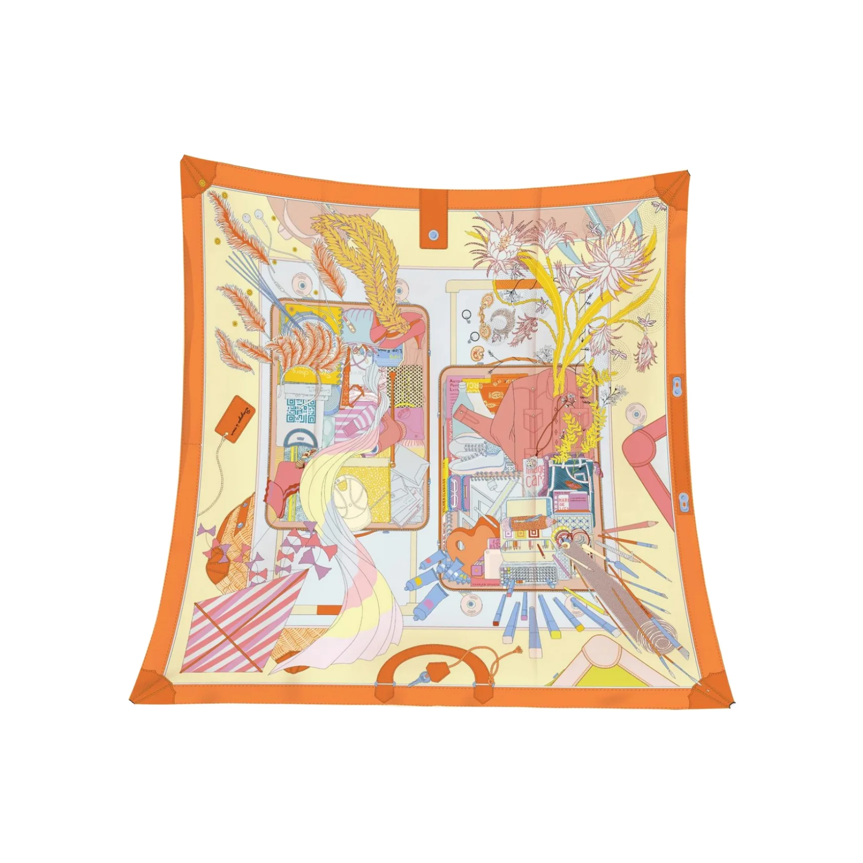90cm Twill Silk Like Square Scarf Horse Travel Fantasy Print Luxury Versatile Shawl & Neck Scarf Accessory for Women Streetwear view 5
