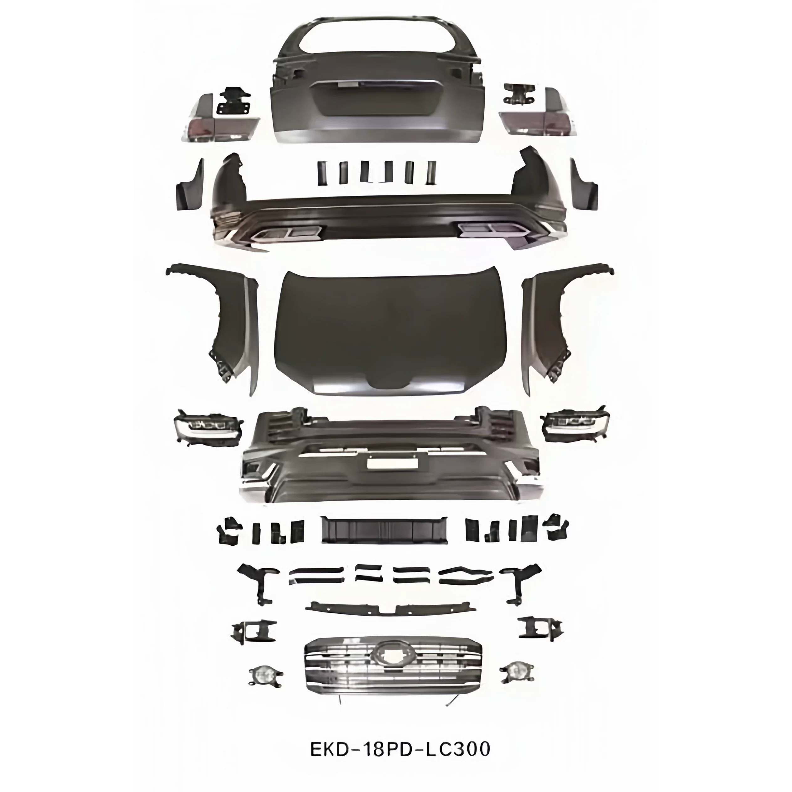 Car Body Kit For Toyota Prado LC120 LC150 2006-2023 Modified LC300 Style Front Rear Bumper Assembly Tailgate Hood Fender