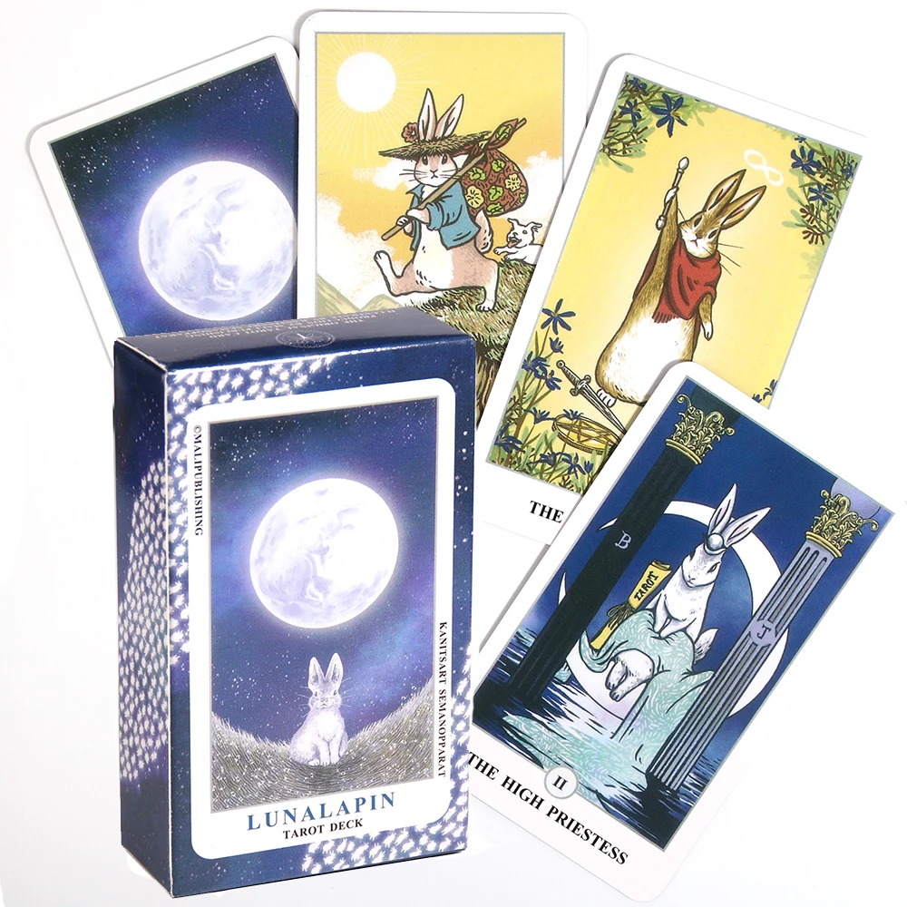 

Lunalapin Tarot Oracle Deck Unique Indie Tarot Deck for beginners Tarot Cards Deck with Ebook Cute Rabbit Bunny Moon