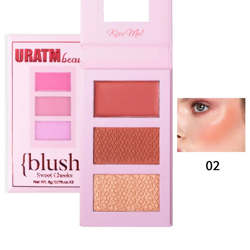 블러셔 3-color Facial Repair Palette with Matte Pearlescent Finish To Modify The Face and Create Highlighter Makeup Beauty Cosmetic