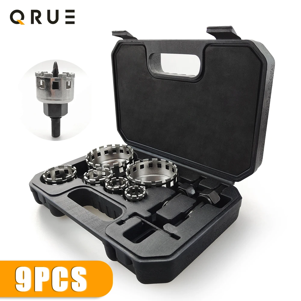 9Pcs 25-73mm Glass Hole Saw Diamond Coated Multi-tooth Drill Bits Drilling Crown for Tile Marble Ceramic Power Tools