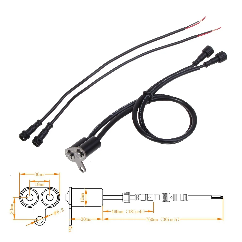 Torvian Waterproof Motorcycle Dual Push Button Switch Momentary Self Reset 2 Button Control Switch DC 12V Universal