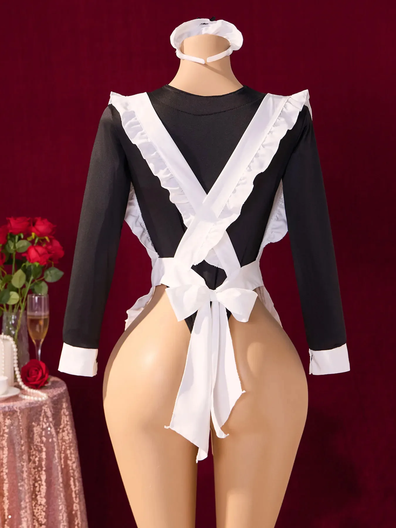 Sexy Nights Erotic Maid Costume Cosplay Women Uniform 18 Hot Exotic Outfit Sexy Lingerie Crotchless Bodysuit Desire Plays Suit - view 6