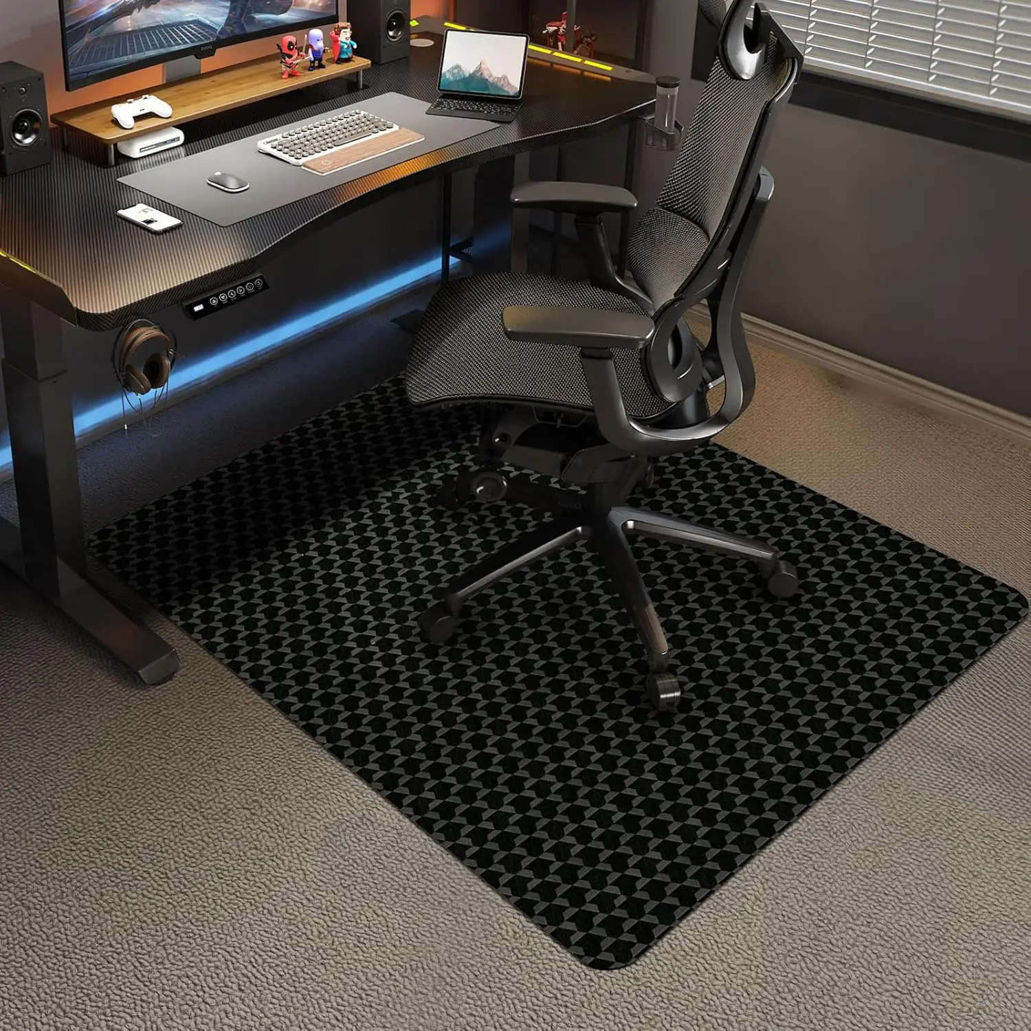 

48x36 Inch Anti-Slip Waterproof Chair Mat for Carpet, Heavy Duty Floor Protector with Studs for Home and Office