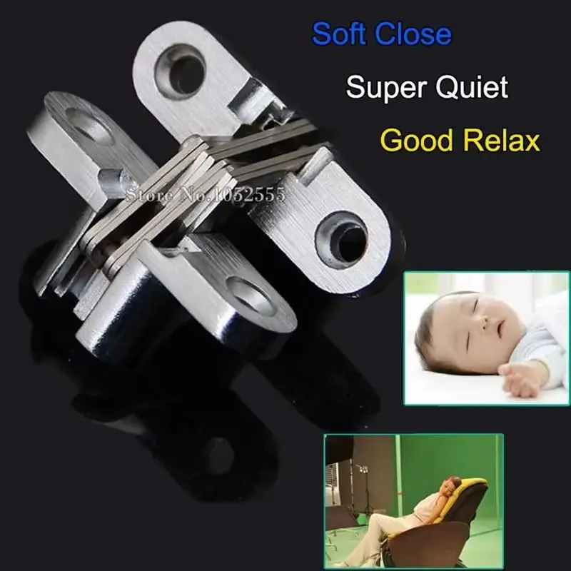 10PCS Zinc Alloy+Stainless Steel Cross Hinges Invisible Hidden Folding Door Hinges Wood Cases Boxes Hinge Caravan Worktop Hinges