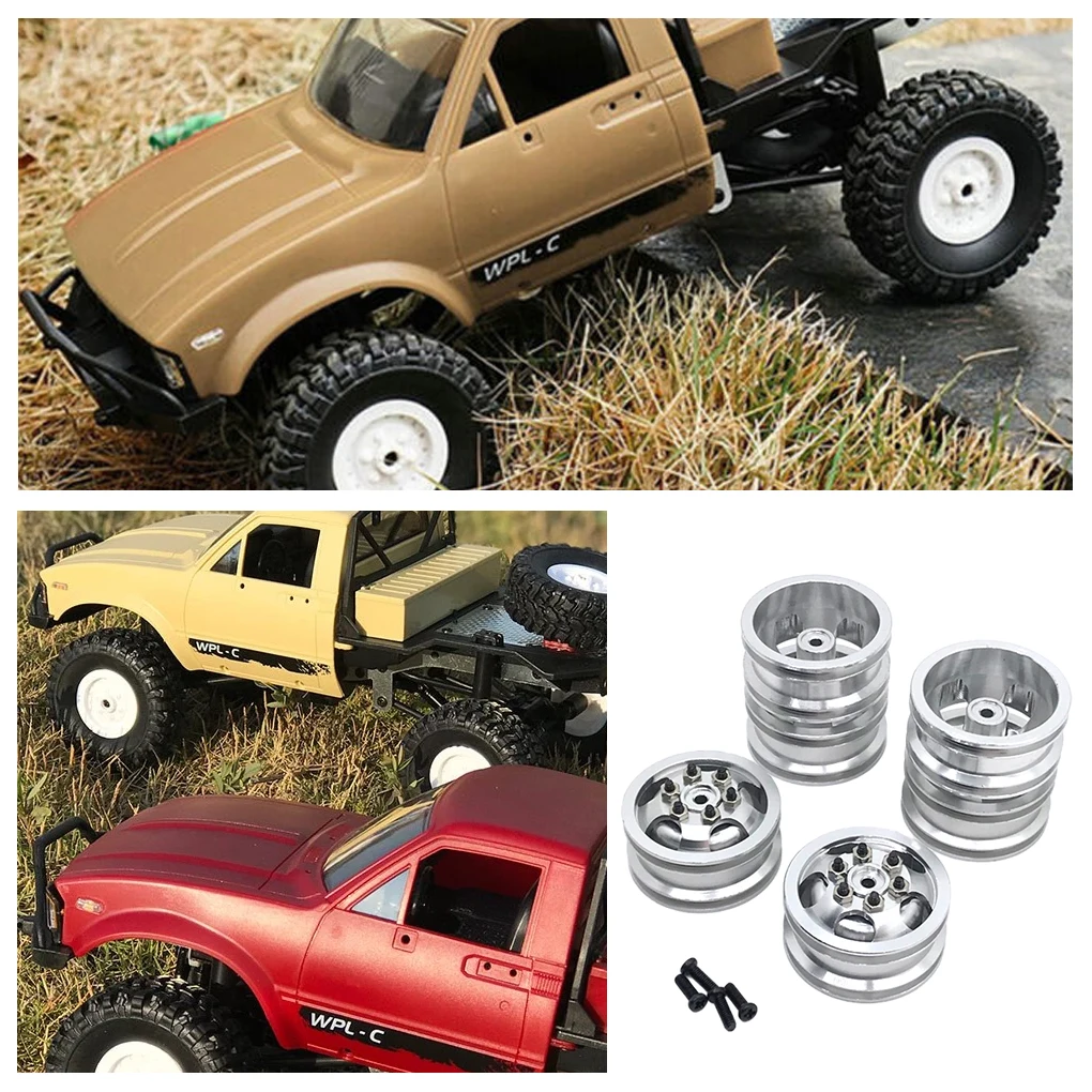 

6 шт. металлических колесных дисков 1/16, алюминиевые, ударопрочные, для радиоуправляемых моделей, запчасть для WPL C14