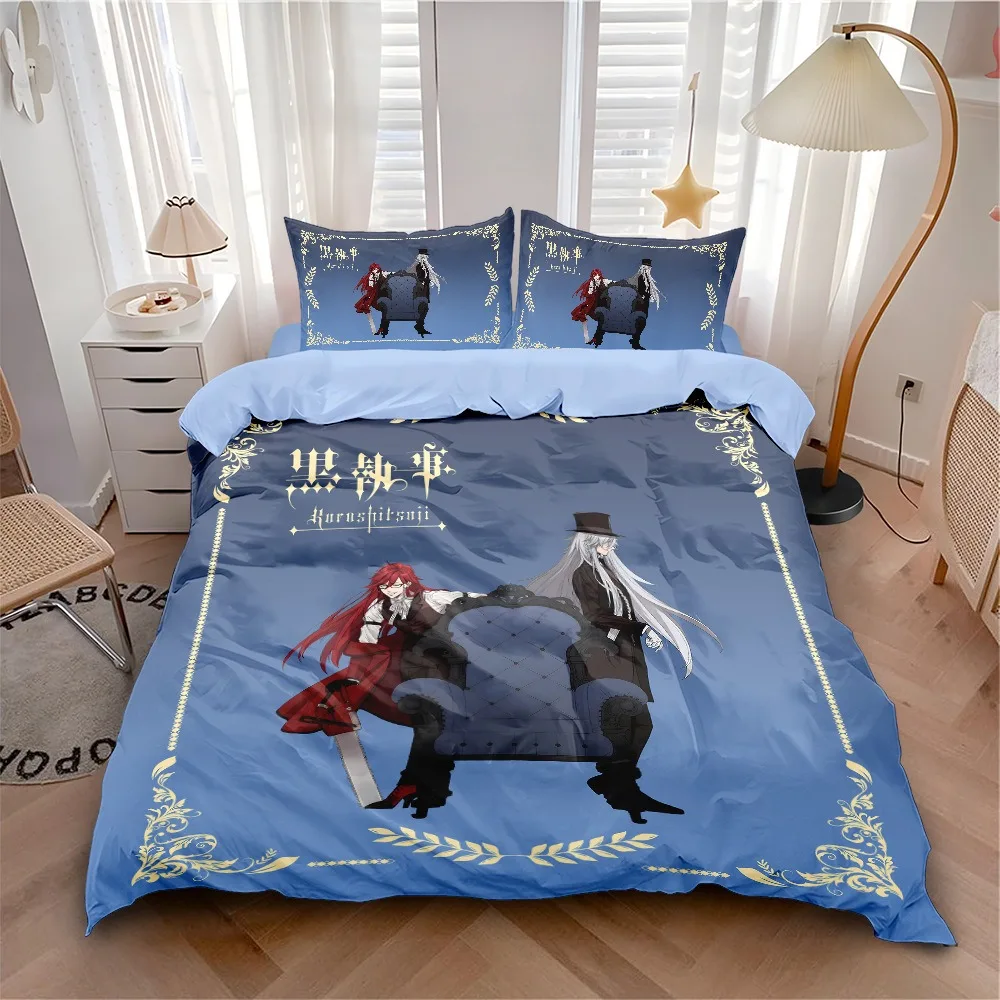 Animated Duvet Cover Pillowcase Black Butler Bedding Set Adult Boy Girl Bedroom Decoration Gift Single Double Large Size