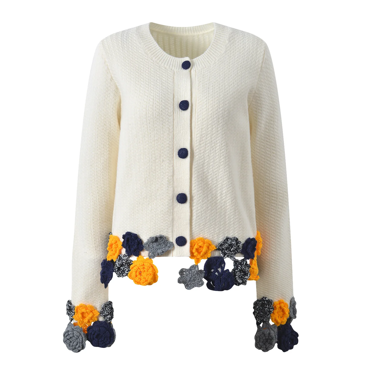 

Вязаный круглый открытый кардиган ручной работы, свитер, модный Ele Sle, для поездок на работу и ветер, осеннее новое поступление