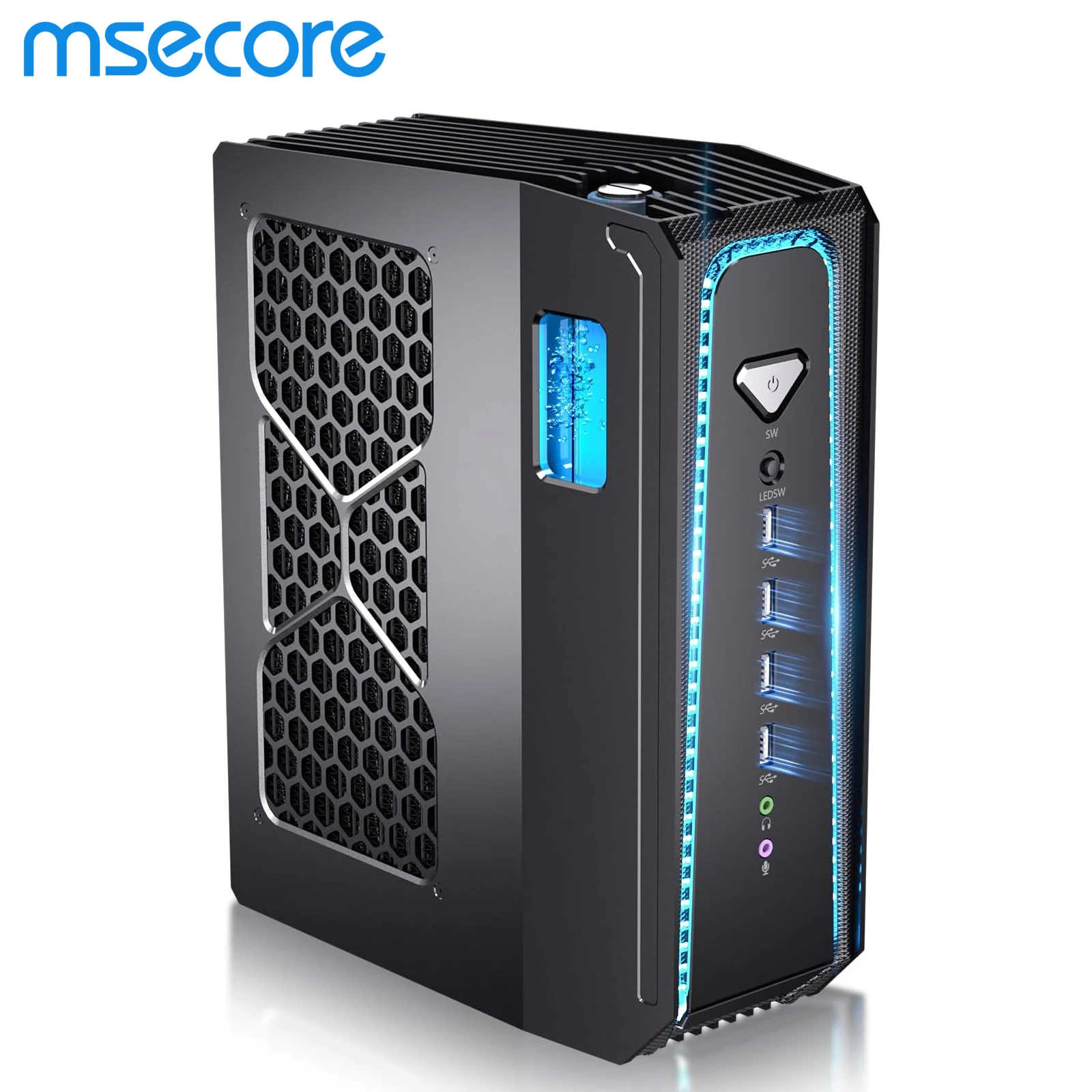 Msecore Intel Core I9-14900KF RTX5070 Dedicated Card Liquid Cooling Mini PC Windows 11 Gaming Desktop Computer DDR5 NVME WIFI6E