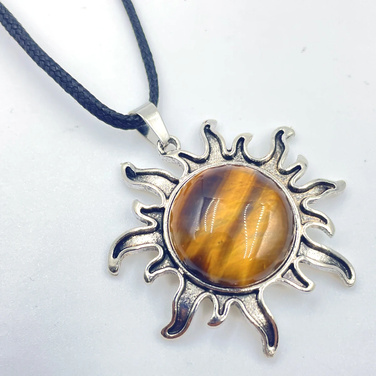 Natural Gem stone Quartz Crystal Opal charms Sunflower alloy pendants for DIY jewelry making necklace accessories Gift 1pcs view 6