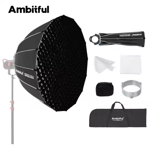 Ambitful 60cm Q9-60 Softbox Q9 Series New Quickly Release Parabolic Deep Softbox Honeycomb Grid for Bowens Mount Flash LED Light