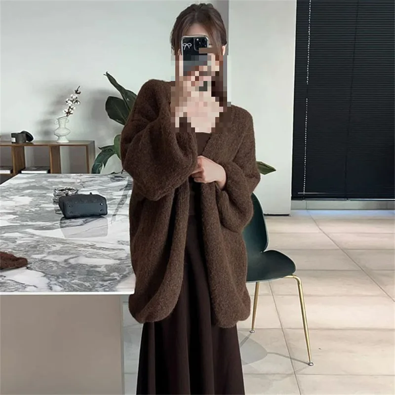 

Korean Style Sweater Jacket for Women in Autumn and Winter, Loose Oversized Knitted Cardigan for Women