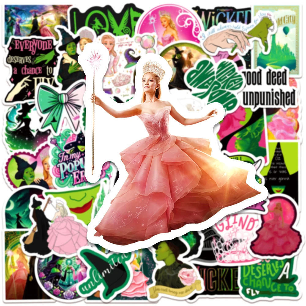10/30/50pcs Movie Wicked Part One Graffiti Stickers Witch Decals DIY Skateboard Notebook Laptop Car Waterproof Sticker Kids Toys