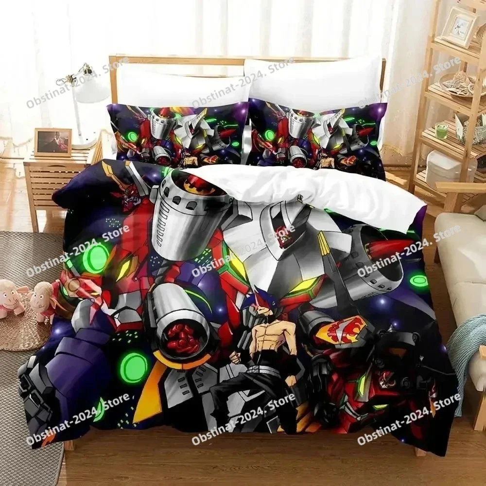 

Tengen Toppa Gurren Lagann Bedding Set Single Twin Full Queen King Size Bed Set Adult Kid Bedroom Duvetcover Sets 3D Print Anime