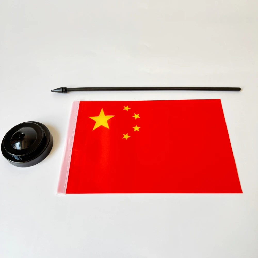 Bandera nacional de China para escritorio – Mástil y base incluidos - imagen 3