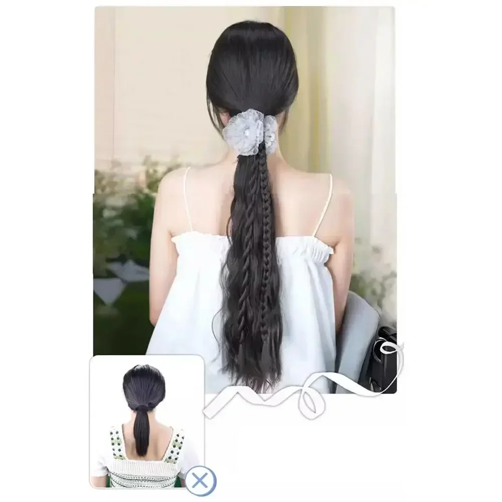 Women's Synthetic Wigs Long wavy Ponytail Water Ripple Twist Braid Grab High Ponytail New Chinese Style wig Clip