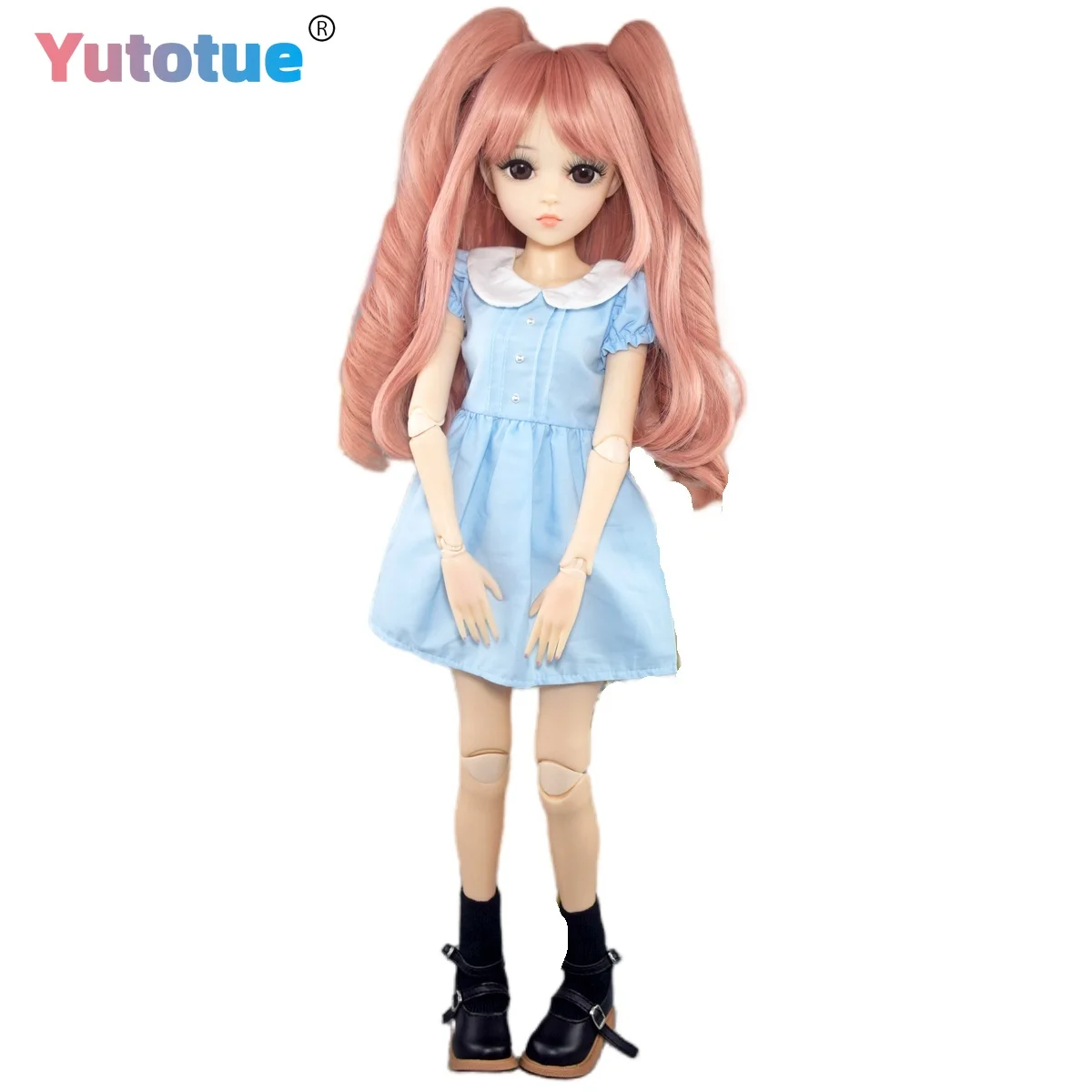 

YUTOTUE 60cm Height Cute Girl Doll Toy Gift Dress Shoes Hair with Two Ponytail Removable Lifelike BJD Doll