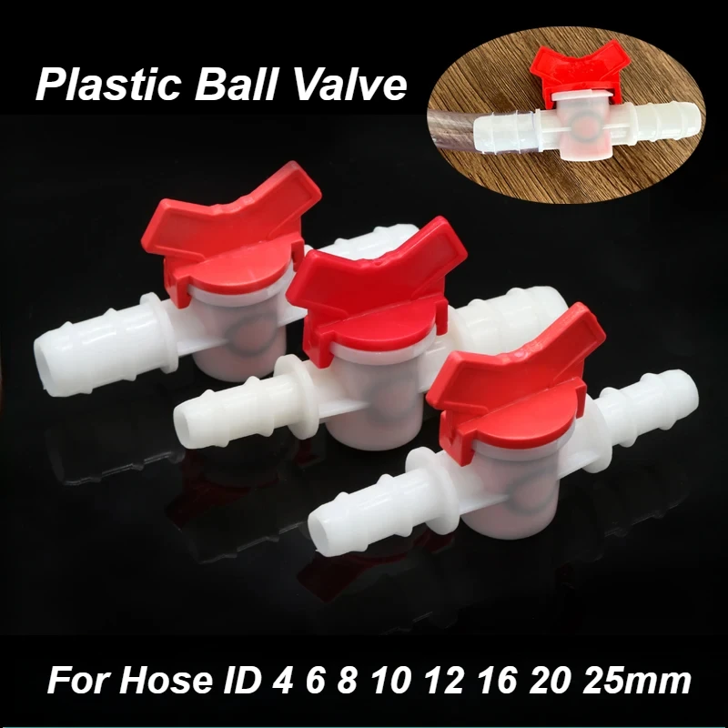 

1pcs PVC Hose Barb Two Way Plastic Ball Valve Aquarium Garden Micro Irrigation Connector 4mm 6mm 8mm 10mm 12mm 16mm 20mm 25mm