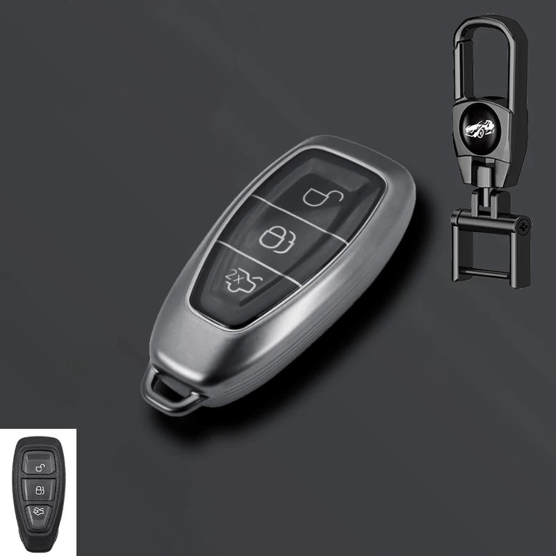 Grey TPU Car Smart Key Case Cover Shell For Ford Focus 3 4 ST Mondeo MK3 MK4 Fiesta Fusion Kuga Ecosport Protect Fob Accessories