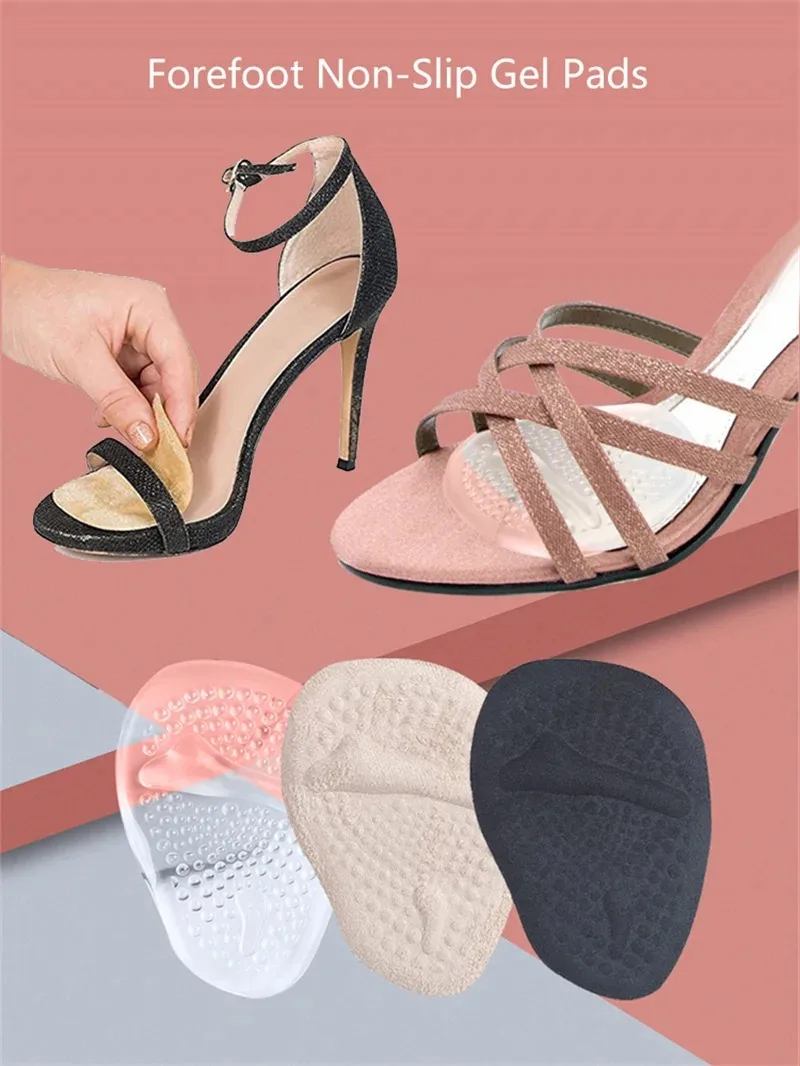 Weiche Silikon-Vorfußpolster, rutschfeste Ballenzehenpolster für Damen, High Heels, Sandalen, Schmerzlinderung, bequem – Detail 1