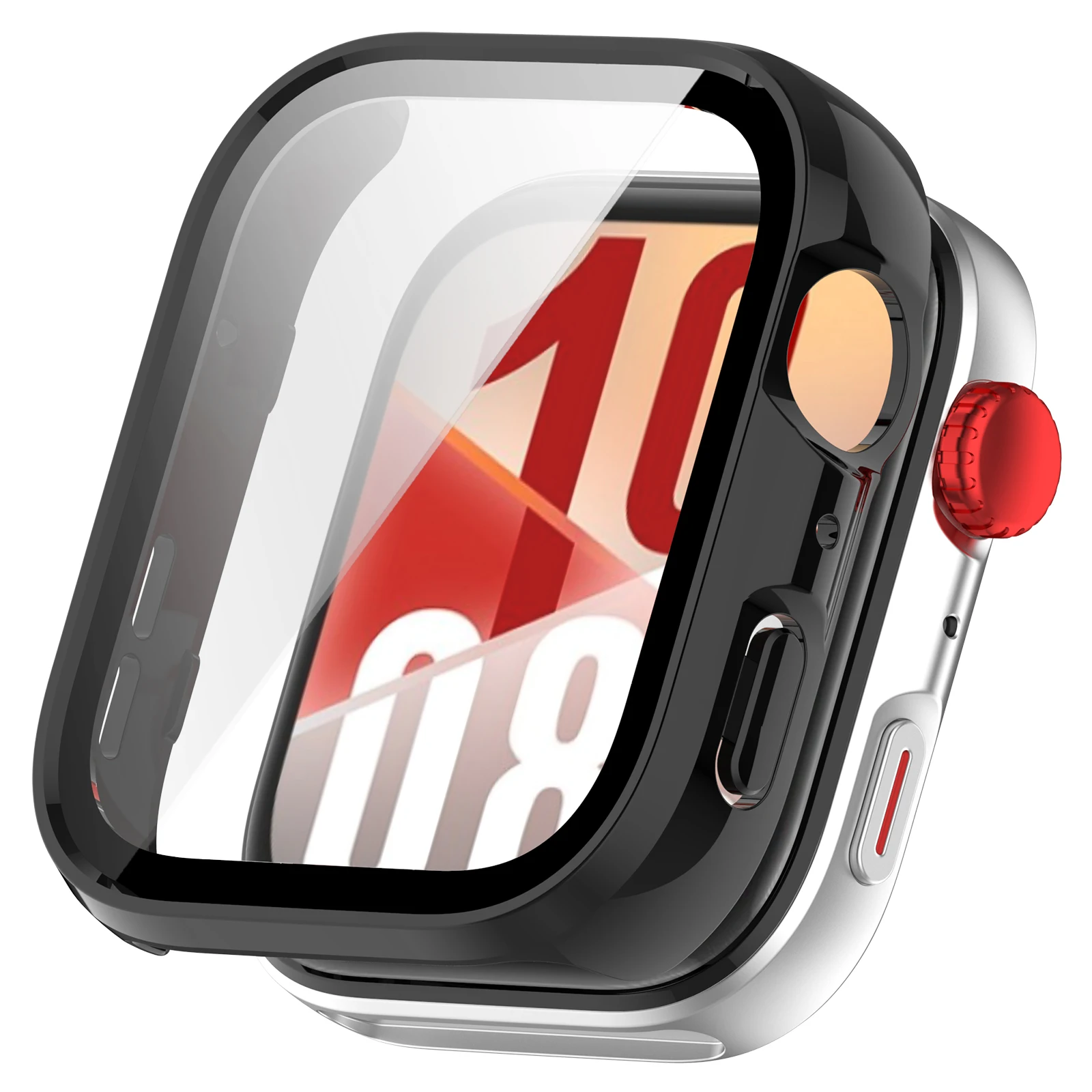

Чехол для часов Huawei Watch Fit 4, чехол для ПК WANLONFENG с защитной пленкой из закаленного стекла - черный
