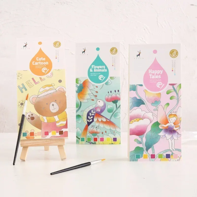 20 Sheets Portable Children Watercolor Painting Book Paint with Water Kids Gouache Graffiti Picture Coloring Drawing Toys Gifts