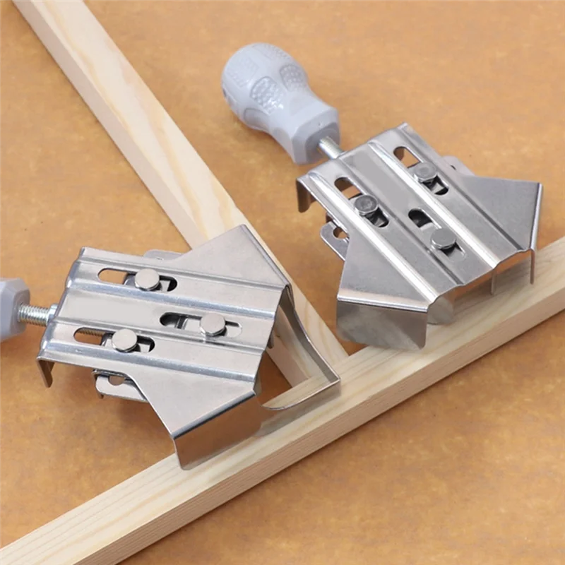 

2Pcs Upgraded Stainless Steel Right Angle Clamp Woodworking Splicing Quick Clip 90 Degree Fixed Photo Frame Clip