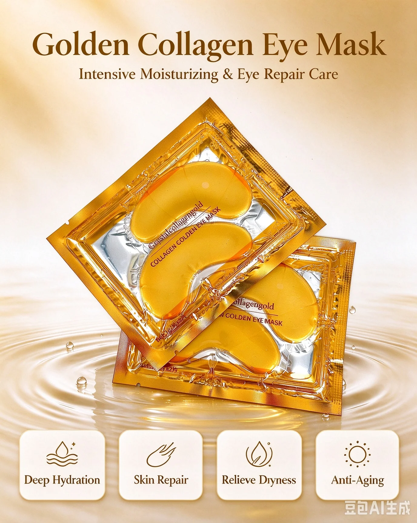 Gold Collagen Eye Mask Anti-Aging Dark Circles Puffiness Moisturizing Eye Patches Skincare for Beauty & Wellness