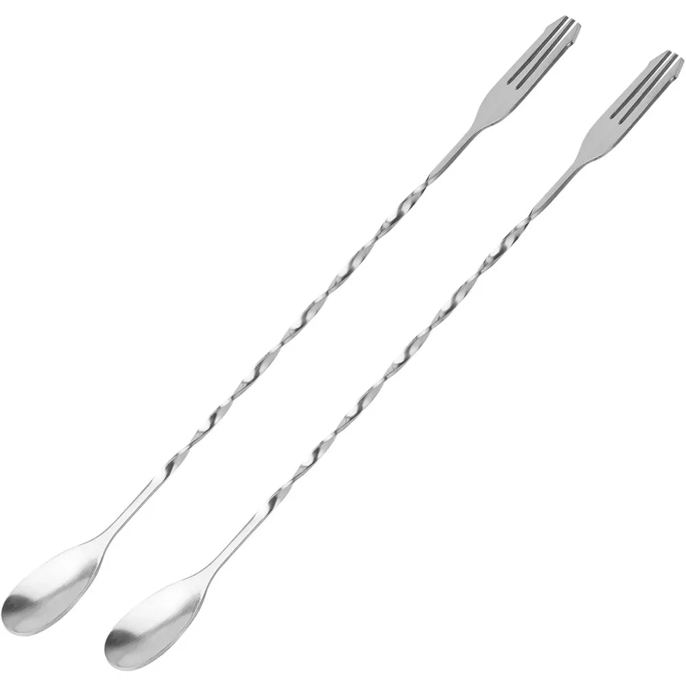 

Long Handle Cocktail Mixing Spoon, Stainless Steel Stirrer with Trident Tip, 2-Pack for Drinks