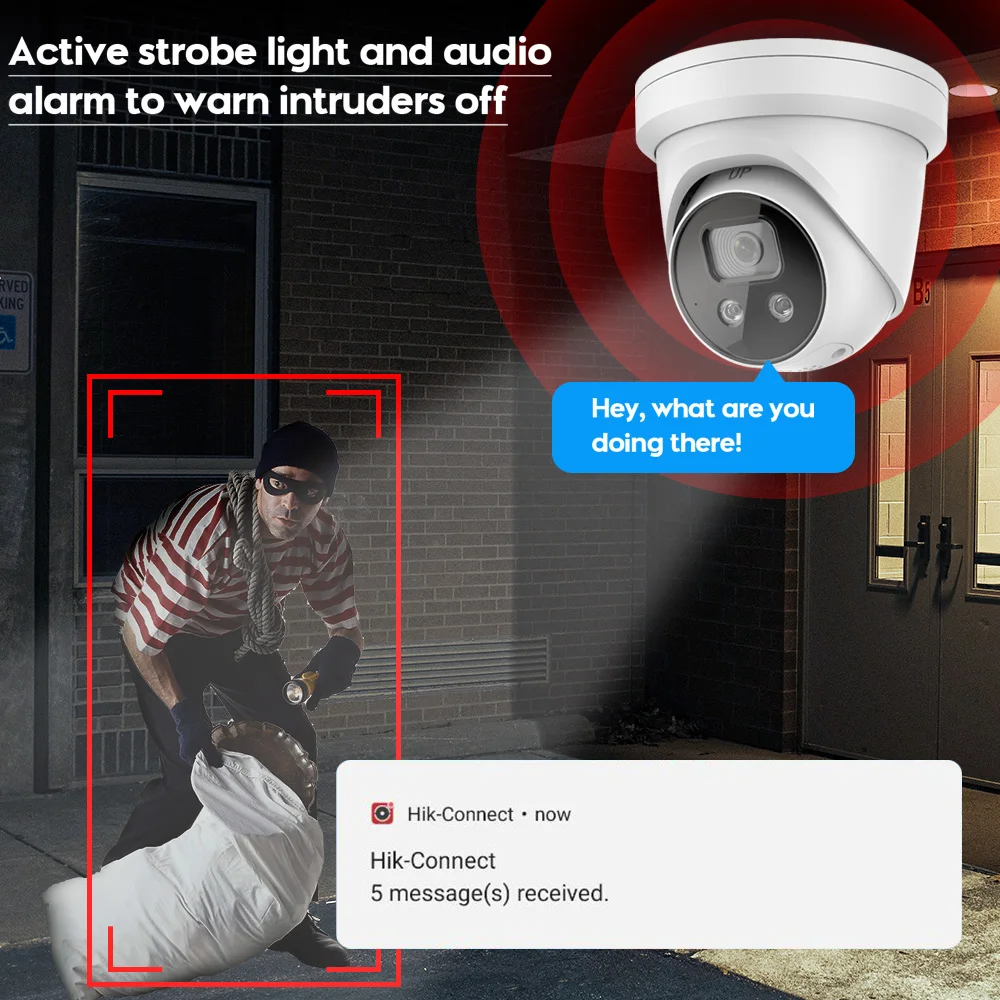 Vikylin 8MP 4K Security IP Camera For Hikvision OEM DS-2CD2386G2-IU PoE Sound light Warn Human Vehicle Detection Two Way Audio