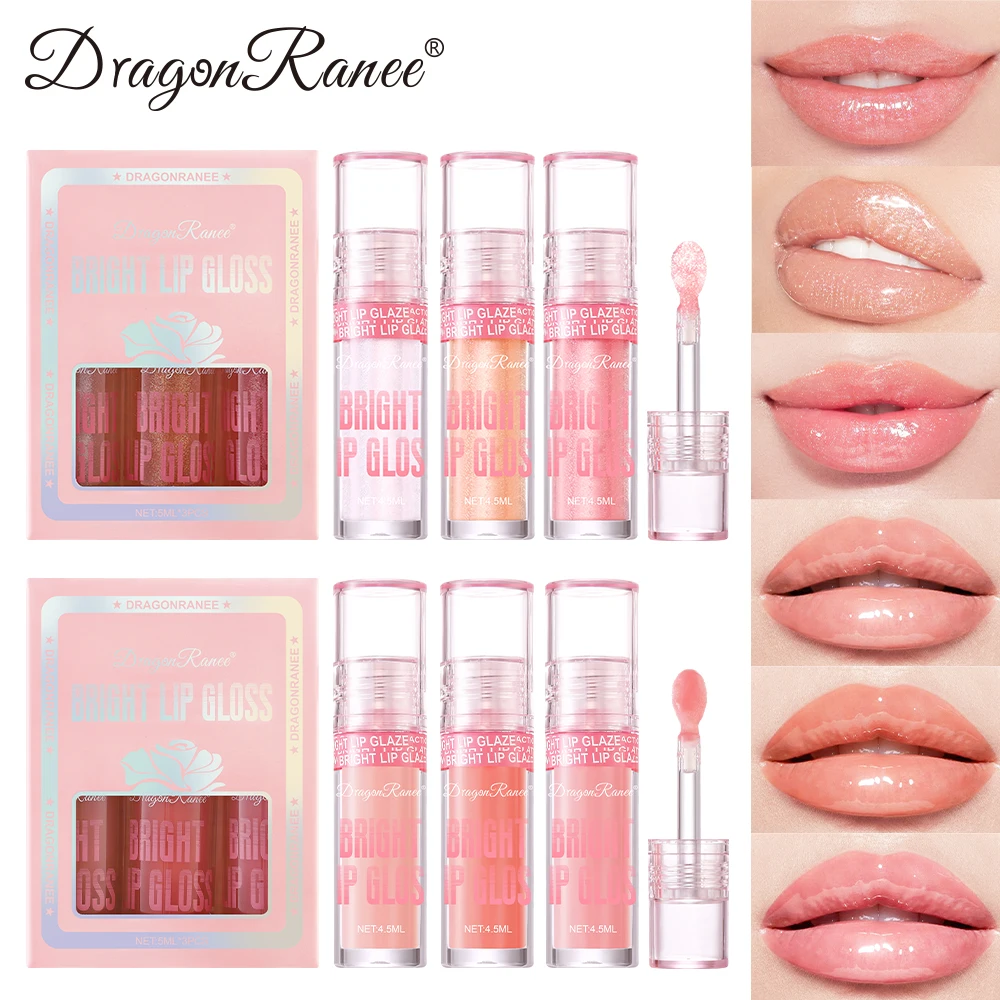 Three-Piece Lip Gloss Set, Moisturizing, Non-Greasy, Fine Shimmering Pearlescent Red and Orange, Versatile for Daily Use, Holiday Gift Lip Gloss Set