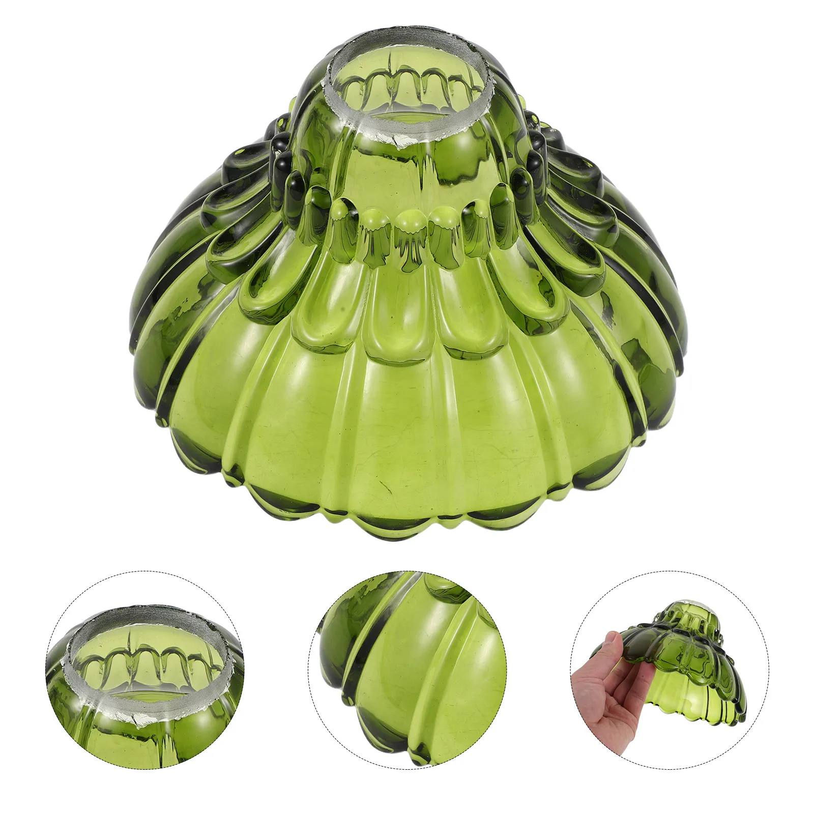 Small Flower Glass Lampshade Bell Shade Replacement Green Light Bulb Cover for Table Lamp Pendant Light Chandelier Wall Sconce