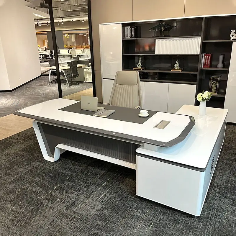 White piano paint table, high-end creative president, boss manager in charge of the class desk