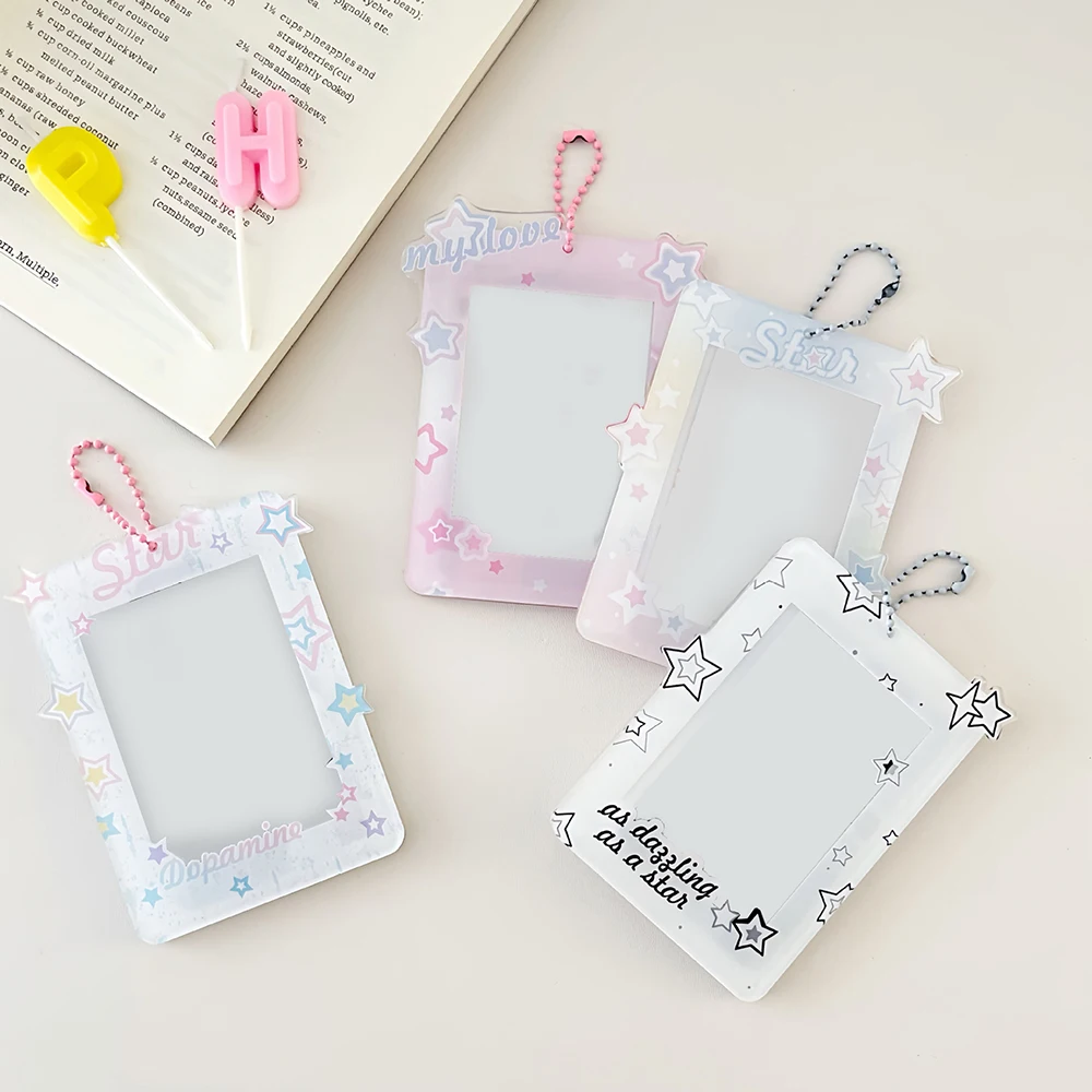 Acrylic Cute Star Card Sleeve Storage Pendant Photo Holder Pendant Card Holder Display Photo Protection Sweet Cartoon