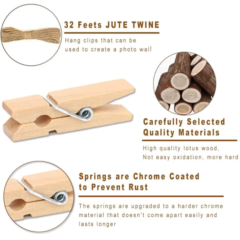 100pcs~50pcsMini 25mm Natural Wooden Clips Photo Clips Clothespin Clothes Folder Wedding Party Wooden Clip Clips Pegs