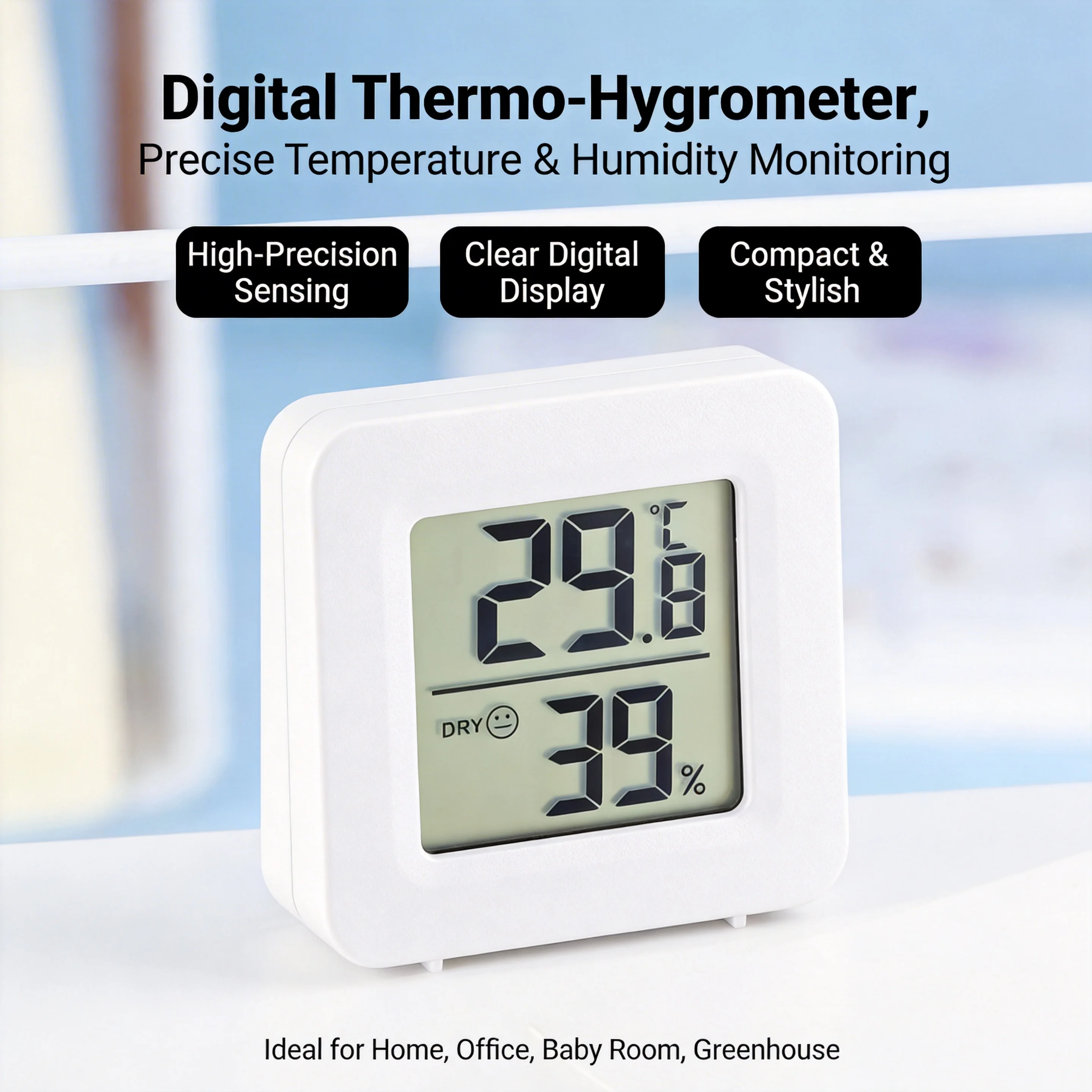 Mini Digital Hygrometer Thermometer – Indoor Outdoor Temperature Humidity Monitor, LCD Electronic Display for Room