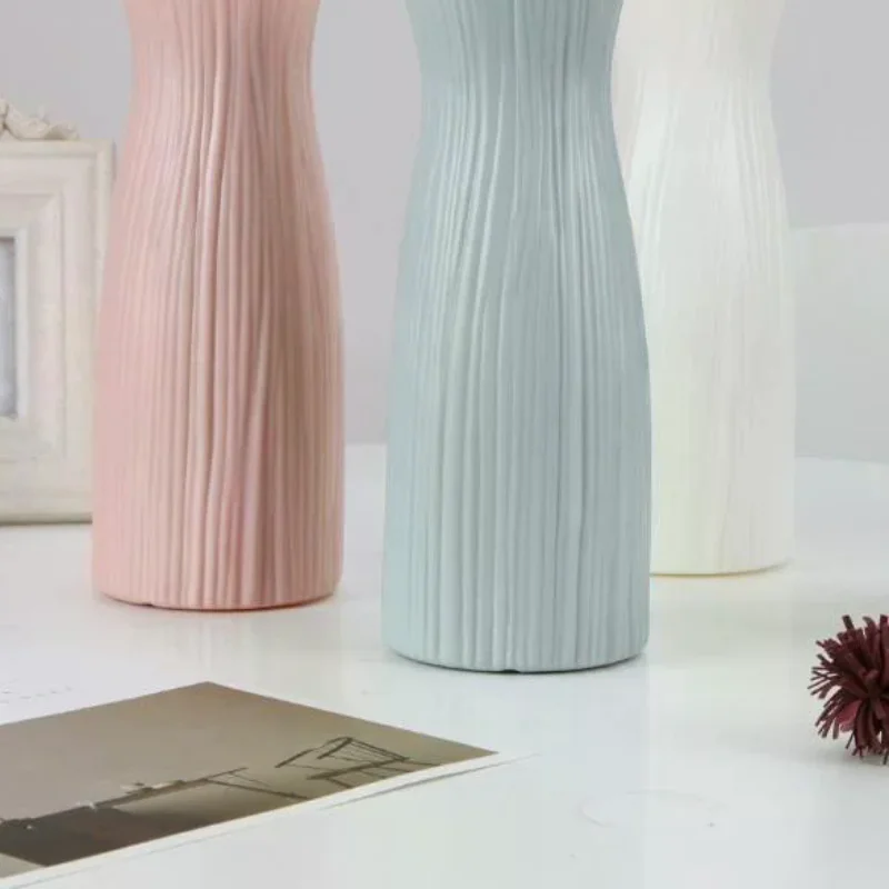 Plastic Dried Flower Vase With Minimalist Geometric Plastic Flower Pot Living Room Small And Fresh Flower Arrangement Decoration