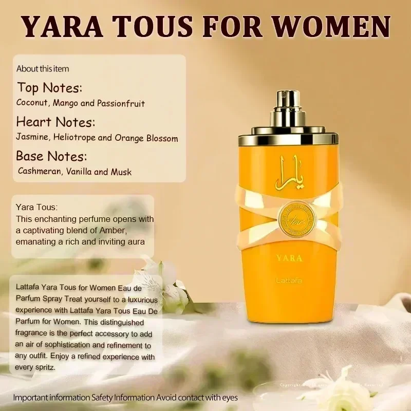 100ml Original สเปรย์น้ําหอมยาวนานน้ําหอมผู้ชาย Yara Moi Tous Asad น้ําหอมผู้หญิงยาวนานฟีโรโมนของขวัญ