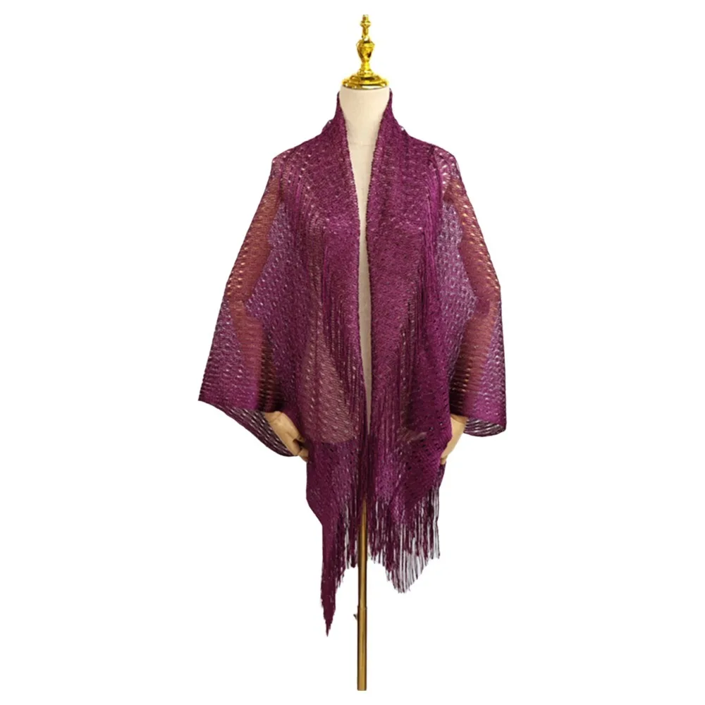 

Fashion Tassel Patchwork Women Tulle Shawl V-Neck Cardigans Hollow Evening Prom Cape Mantilla Lace Veil Wedding Accessories