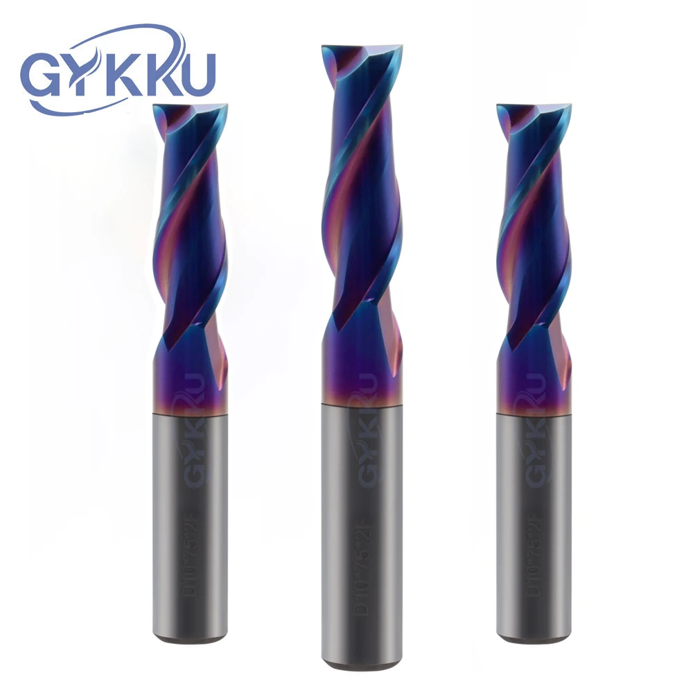 GYKKU HRC65 Keyway Carbide End Mills 2 Flute Tungsten Steel Flat Milling Cutter Alloy Coating For Metal CNC Maching Cutting Tool